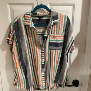 Striped button down beach shirt
